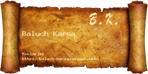 Baluch Karsa névjegykártya